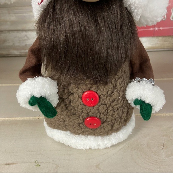 Gingerbread Man Gnome Brown Sherpa Faux Fur Flannel Handmade Tiered Tray Decor - Picture 6 of 11